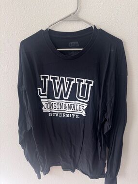MV Sport Black Long Sleeve JWU Jonson & Wales University Tee with White Graphic